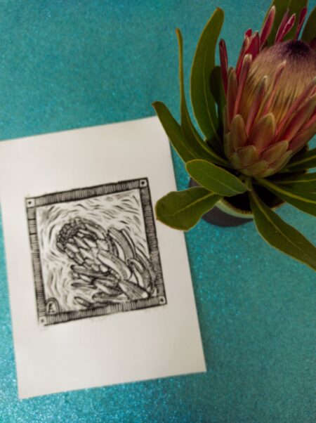 Protea Staged Lino Print Limited Edition